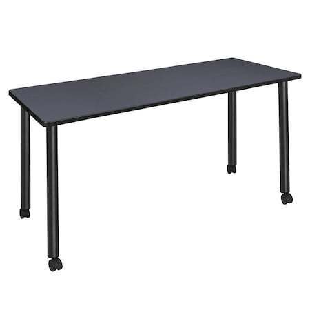 Regency Kee Mobile Tables, 60 W, 24 L, 29 H, Wood, Metal Top, Grey MTC6024GYBK